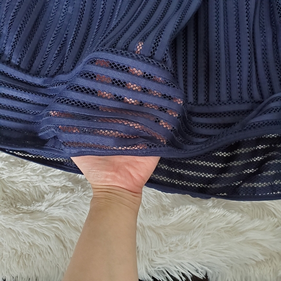 Navy ribbon striped bubble midi skirt - Picture 5 of 5